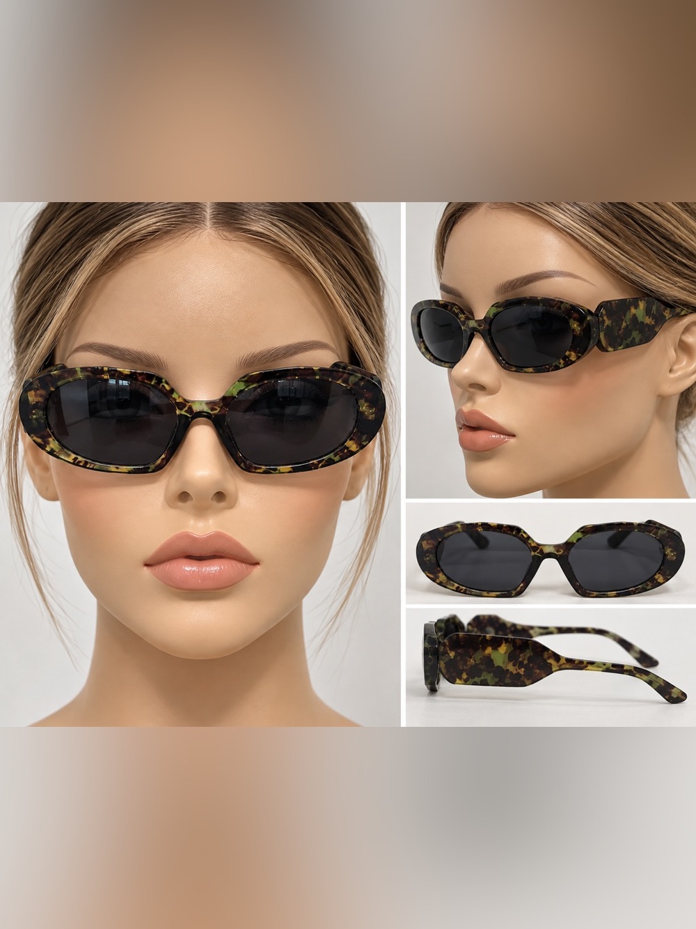 Free People Oversized Tortoise Sunglasses Green Brown Retro Statement Frames